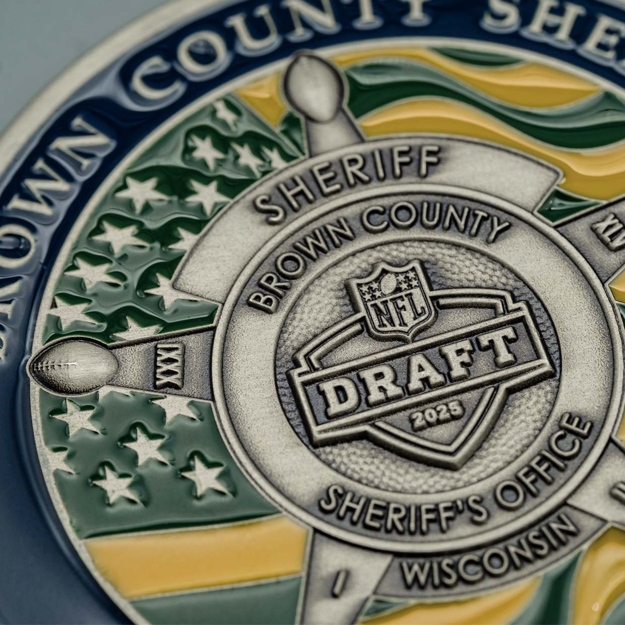 Brown County Sheriff's Office 2025 NFL Draft Coin Obverse Detail